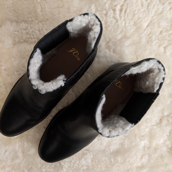 J. Crew Sherpa-lined Chelsea Leather Boots 5.5 - Picture 5 of 8